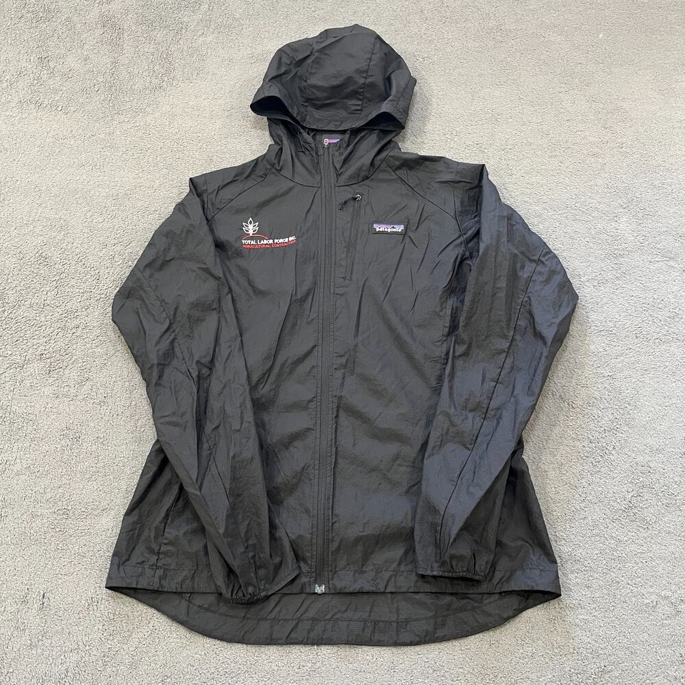 Patagonia Houdini Black Lightweight Full Zip Windbreaker Jacket Women's Sz Large